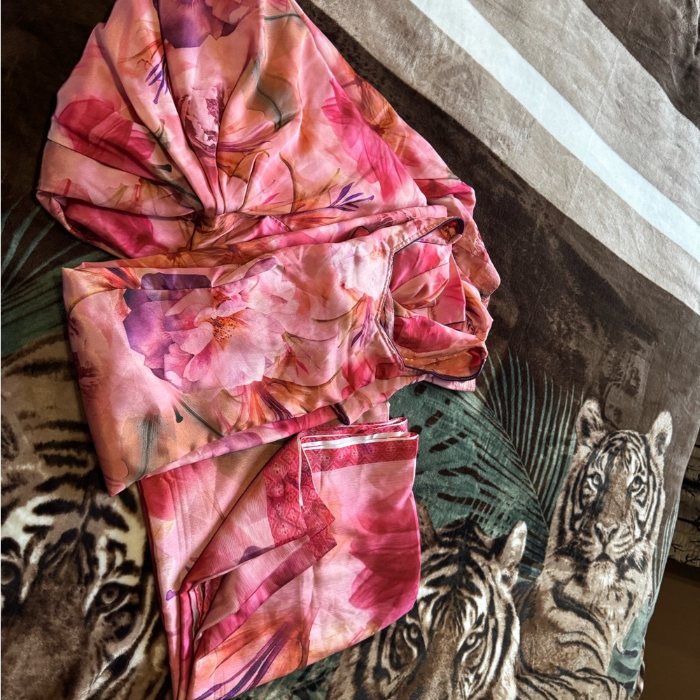 New Vibrant Floral Pink and Purple Indian Dress